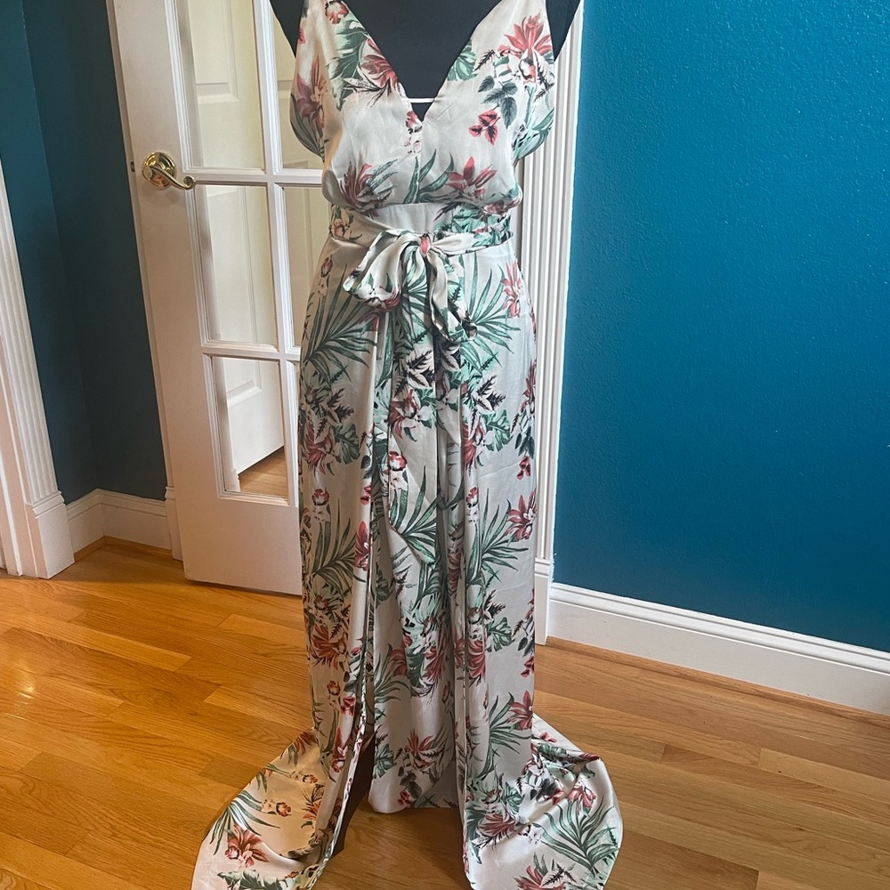 Promesa Tropical Strappy Split Leg Romper Pantsuit Medium